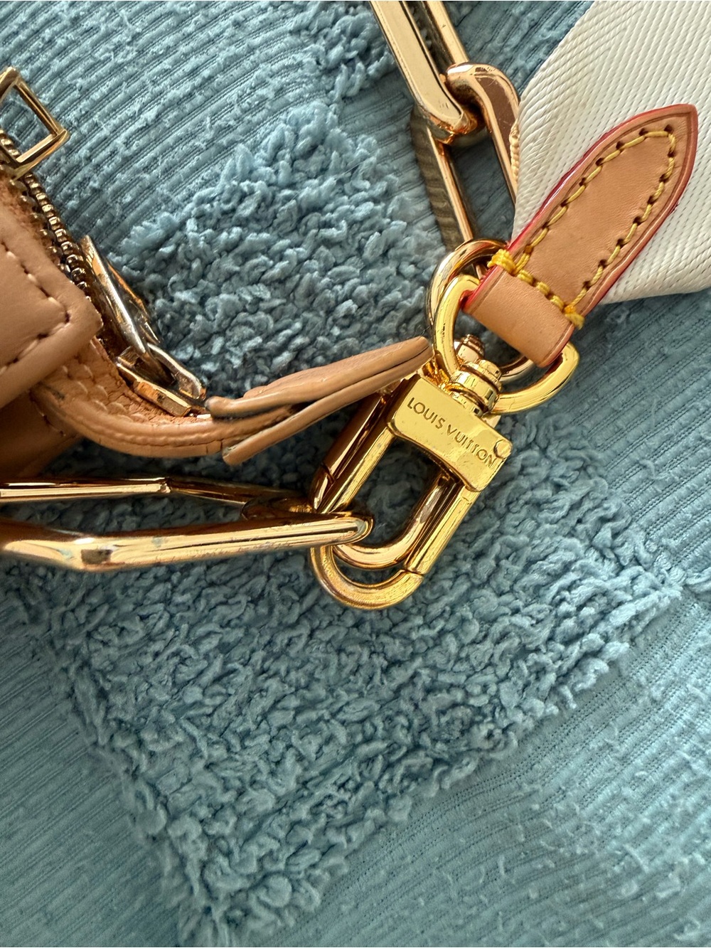 Louis Vuitton Camel Embossed Monogram Crossbody Coussin with Cream Strap - Picture 14 of 16